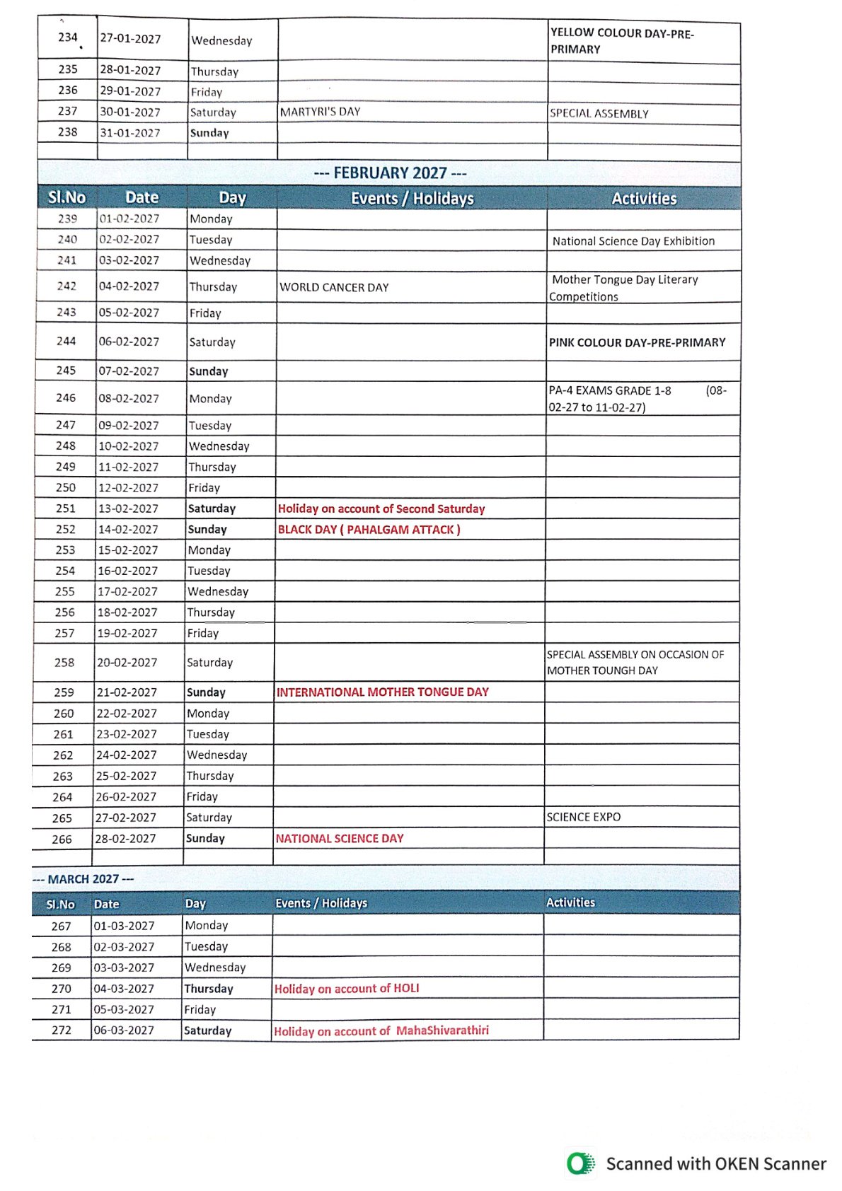 Academic calendar 2026–27 — page 7